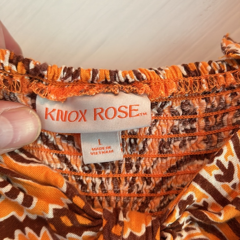 Knox Rose Orange Printed Dress Pull-on With Adjustable Straps Size L - Picture 3 of 6